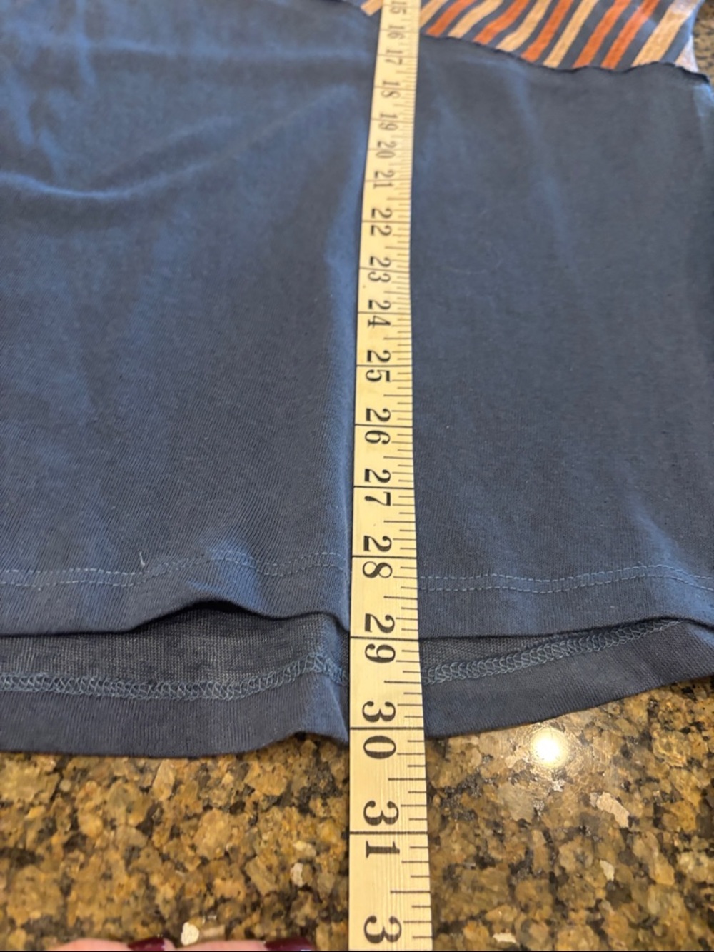Savanna Jane Blue and Rust Striped V‑Neck Boho Top - Picture 7 of 8